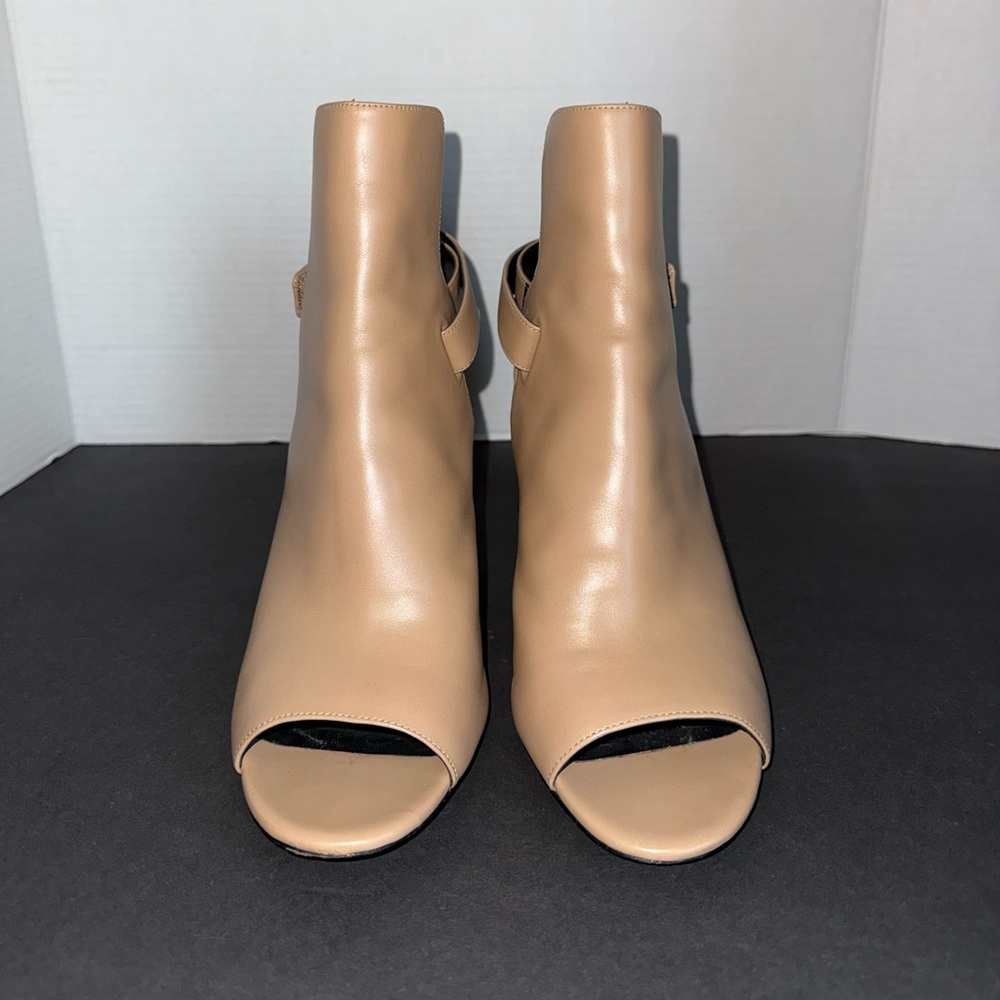 Via Spiga Ida Open Peep Toe Desert Tan Stirrup Slingback Ankle Bootie Heels 9 39 - Picture 4 of 12